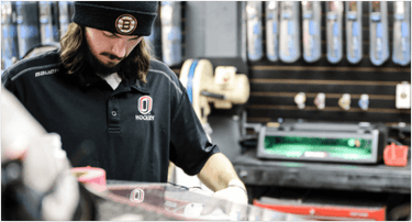 Deburring a Hockey Skate After Sharpening on the Sparx Sharpener